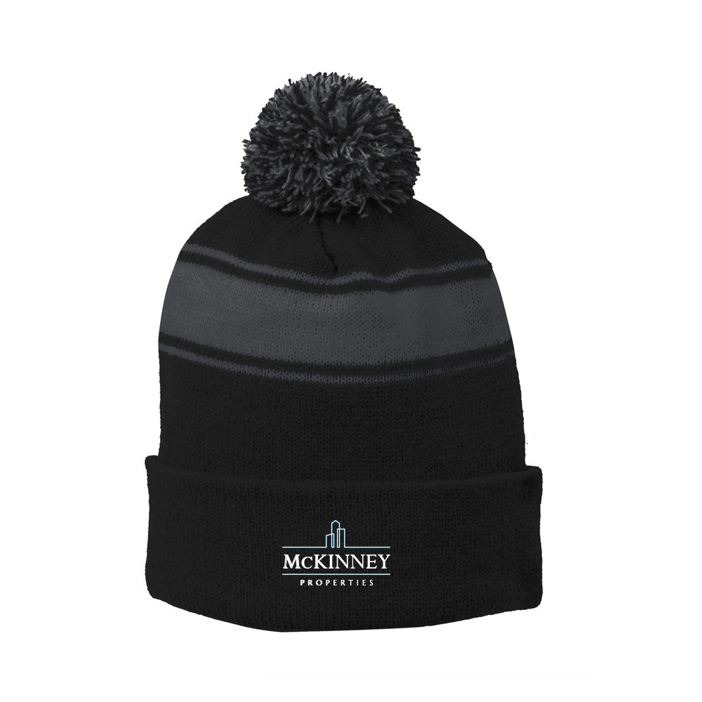 Sport-Tek Stripe Pom Pom Beanie