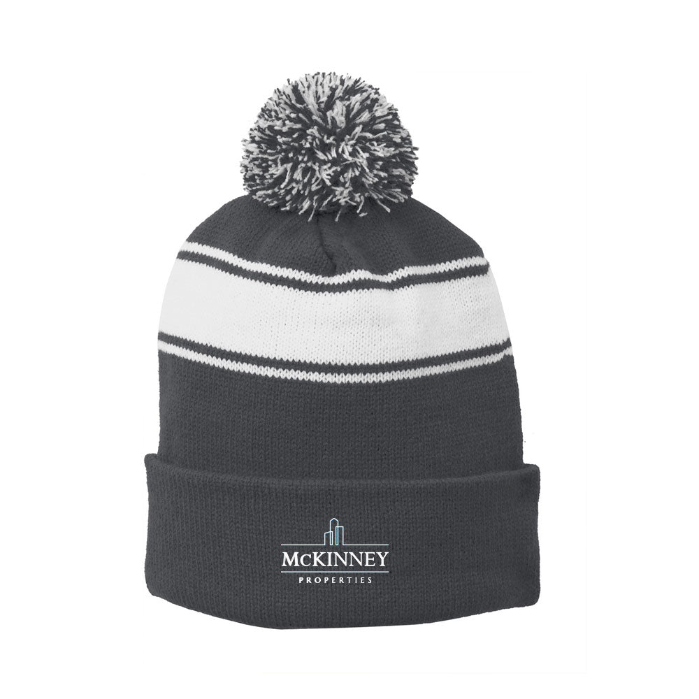 Sport-Tek Stripe Pom Pom Beanie